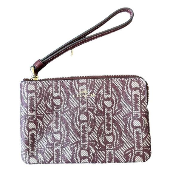Coach wristlet burgundy chain pattern NWT - Picture 1 of 3